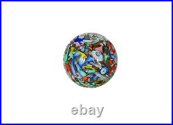 Colorful Scrambled Millefiori Glass Paperweight for Decorative Display