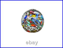 Colorful Scrambled Millefiori Glass Paperweight for Decorative Display