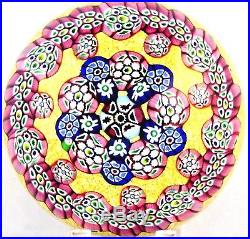 Colorful VINTAGE Paul YSART Clustered PATTERNED MILLEFIORI Art Glass PAPERWEIGHT
