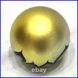 Correia Art Glass 3 Paperweight Gold Blue Signed Dated Vintage