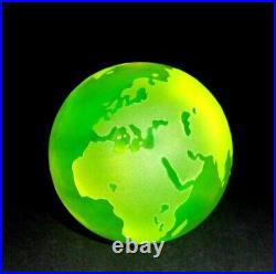 Czech Yellow Uranium Vaseline Art Glass Globe Large 3'' Paperweight