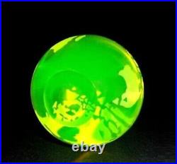 Czech Yellow Uranium Vaseline Art Glass Globe Large 3'' Paperweight