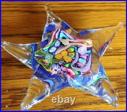 D Sweet Coral Reef Anemone Starfish Millefiori Dichroic Glass Paperweight Signed