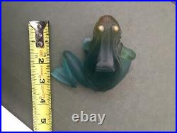 Daum France Frog Figurine/paperweight With Gold Eyes Signed