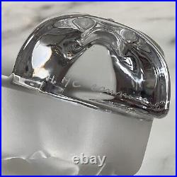 Daum France Modern Clear & Frosted Glass Masks Paperweight