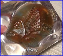 Daum France Vintage Pate De Verre Glass Fish Paperweight