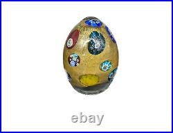 Decorative Vintage Murano Gold Millefiori Egg Shaped Paperweight
