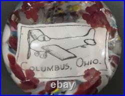 Degenhart Columbus OH Vintage Airplane Aviation Glass Paperweight
