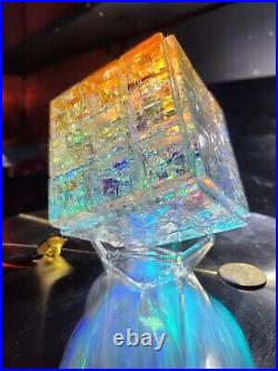 Dichroic Crystal Art Glass Storms Chameleon Crystal Paperweight Chakras Rubiks