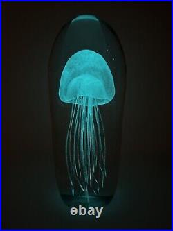 Dynasty Gallery Heirloom Art Glass Jellyfish Paperweight Glow In The Dark 9