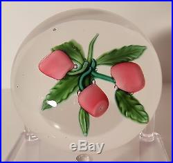 EXQUISITE SANDWICH 3 PINK BERRIES On Forest Green Stems in Excellent Condition