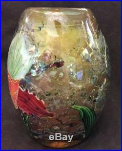 Early Daniel Salazar Lundberg Paperweight Glass Vase Vintage 1988