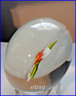 Early Paul Stankard Compound Trillium Flower Art Glass Paperweight