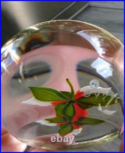 Early Paul Stankard Compound Trillium Flower Art Glass Paperweight