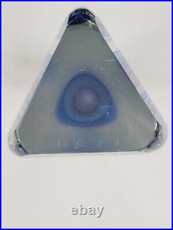 Ed Kachurik #K-67 Signed 99 Sculpture Art Glass Paperweight Purple & Blue VTG