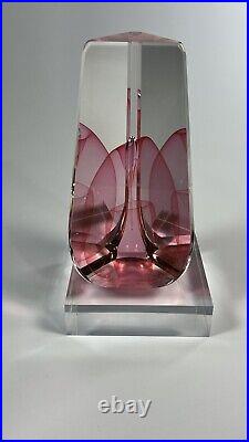 Ed Nesteruk Glass Sculpture Paperweight Pink Veil with Base 1997 PA Art