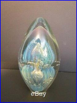 Eickholt Art Glass Paperweight Iridescent Egg Dichroic Vintage Signed 1995