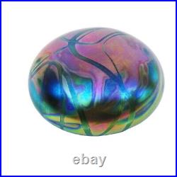 Eickholt & Levay Paperweights Lot of 2 Iridescent Art Glass Both Signed