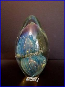 Eickholt PAPERWEIGHT Art Glass iridescent Egg Dichroic Vintage Signed 1995