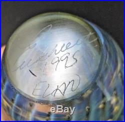 Eickholt PAPERWEIGHT Art Glass iridescent Egg Dichroic Vintage Signed 1995