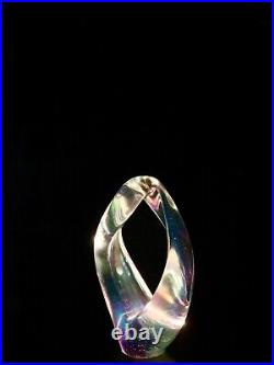 Eickholt Studio Art Glass Twisted Loop Hand Blown Paperweight Iridescent Signed