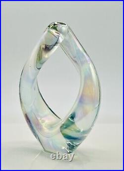 Eickholt Studio Art Glass Twisted Loop Hand Blown Paperweight Iridescent Signed
