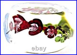 Elegant MAGNUM Victor TRABUCCO Red FUCHSIA Flowers ART Glass PAPERWEIGHT 3.9