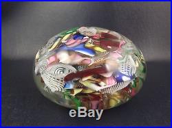 Exceptional Giant Vintage Murano Scrambled Millefiori Art Glass Paperweight