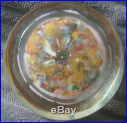 Exceptional Vintage Chinese Lampwork Butterfly & Lotus Art Glass Paperweight