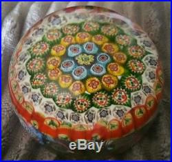 Exceptional Vintage Unsigned Italy Millefiore & Scramble Art Glass Paperweight