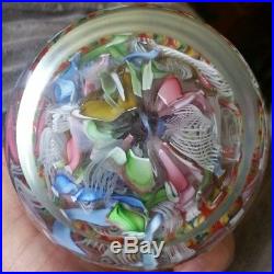 Exceptional Vintage Unsigned Italy Millefiore & Scramble Art Glass Paperweight