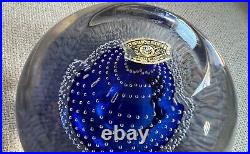 Exquisite Paperweight Glass Sculpture by Val Saint Lambert Blue & Clear Signed