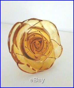 Extremely Rare Vintage Viking Glass Gypsy Rose Amber Flower Figural Paperweight