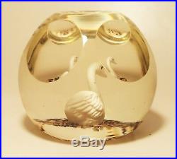 FACETED SWAN paperweight murano studio art glass vtg white water bird sculpture