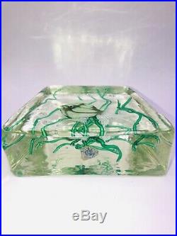 FANTASTIC 1940s VINTAGE MURANO ART GLASS AQUARIUM PAPERWEIGHT CENDESSE BLOCK