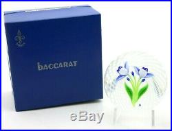 FANTASTIC Vintage BACCARAT Vivid Blue VIOLET FLOWERS Art Glass PAPERWEIGHT 3.2
