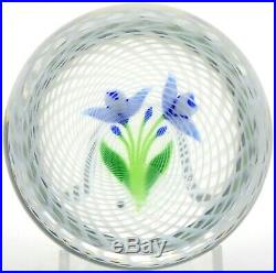 FANTASTIC Vintage BACCARAT Vivid Blue VIOLET FLOWERS Art Glass PAPERWEIGHT 3.2