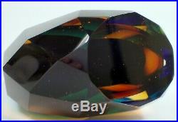 FINE Vtg Murano Italy Sommerso Art Glass Faceted Teardrop Paperweight Sculpture