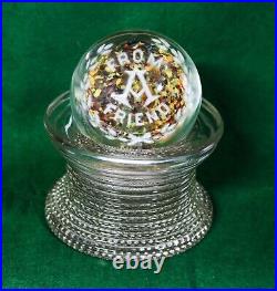 FROM A FRIEND Gentile Glass Paperweight with Lighted Antique Ornate Glass Base