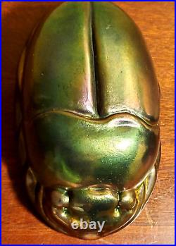Favrile Scarab Art Glass Paperweight Tiffany Style by Oakbrook-Esser