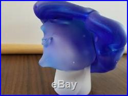 Fellerman Vtg Handcrafted Glass Art Sculpture Woman Head Paperweight Blue Hat