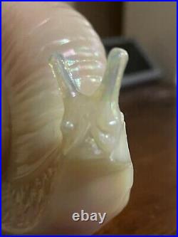 Fenton Burmese Snail Opalescent glass carnival Paperweight Vintage Rare Find