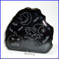 Fenton Glass Cameo Carved Black Spooky Halloween Paperweight FAGCA Ltd Ed of 12