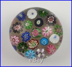 Fine Clichy French Art Glass Paperweight with Rose Canes & Camellia