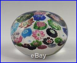 Fine Clichy French Art Glass Paperweight with Rose Canes & Camellia