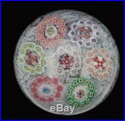 Fine Vintage Baccarat Patterned Millefiori Paperweight with Lace Ground Signed