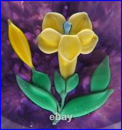 Francis Whittemore Yellow Carolina Jessamine Flower Paperweight with Leaves & Bud