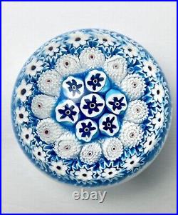 Fratelli Toso Murano Glass Paperweight Millefiori Blue White Red Vintage Sticker
