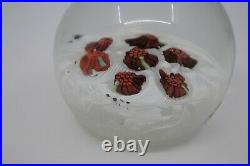 Fratelli Toso Murano Red Millefiori Art Glass Paperweight Made in Italy 4