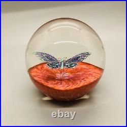 Fred Wilkerson Flying Butterfly with W In Glass Paperweight Signed/Dated 2015